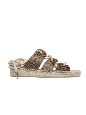 NWOT FRĒDA SALVADOR Lucy Leather Espadrille Sandal Size 7 Brown Embossed Croc